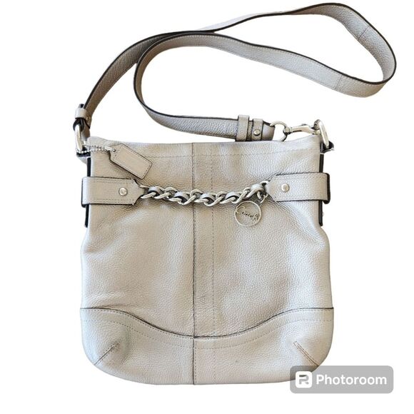 Coach Crossbody Metallic Chainlink Glam Silver Ethereal Leather Career Everyday - Picture 1 of 6